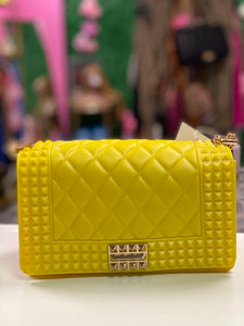 Studded Chain Clutch- Yellow