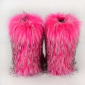Wynter Fluffy Faux Fur Boots- Rose Pink