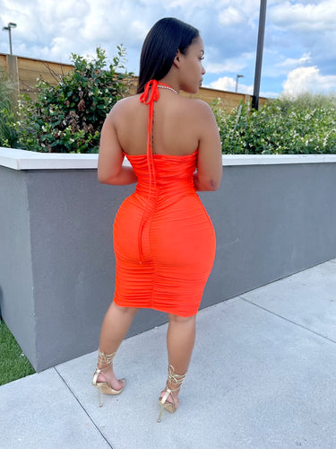 *Restocked* Posha Ruched Dress- Orange