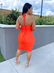 *Restocked* Posha Ruched Dress- Orange