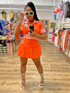 Varsity Girl Tennis Skirt Set- Orange