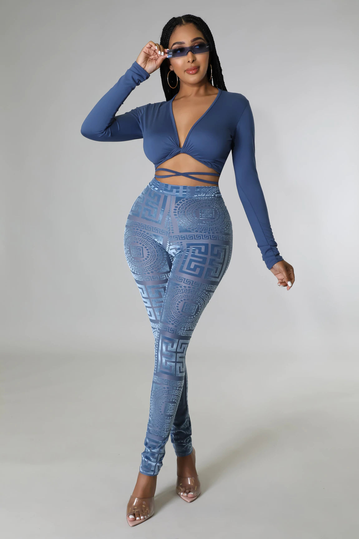 Sheer With Me Legging Set- Blue