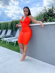 *Restocked* Posha Ruched Dress- Orange