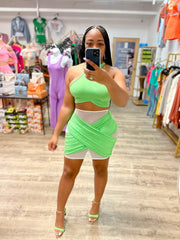 Sheer With Me Skirt Set- Kiwi