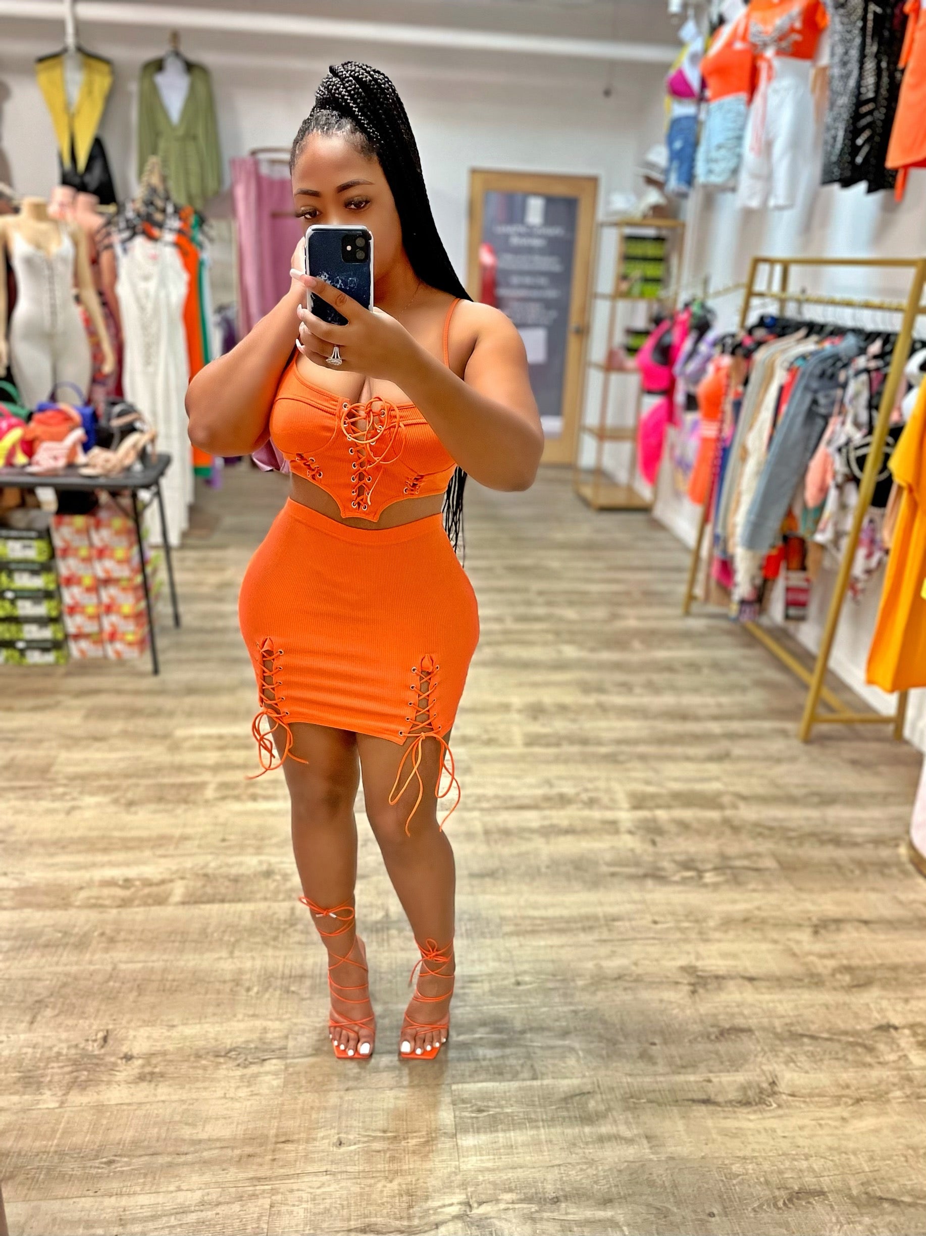 Don’t Hesitate Skirt Set- Orange