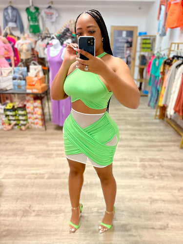 Sheer With Me Skirt Set- Kiwi