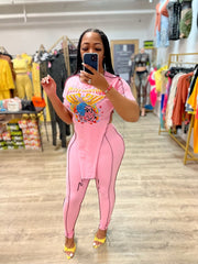 Daisha Graphic Legging Set- Pink