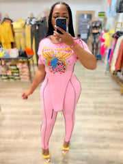 Daisha Graphic Legging Set- Pink