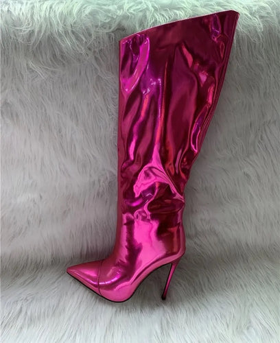 *Pre-Order* Metallic Boots- Rose Red/Pink