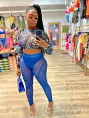 Kesha Mesh Legging Set- Blue