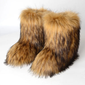 *Pre-Order* Wynter Fluffy Faux Fur Boots- Brown
