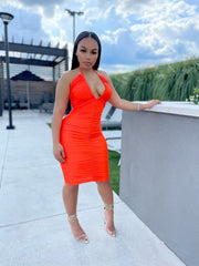 *Restocked* Posha Ruched Dress- Orange