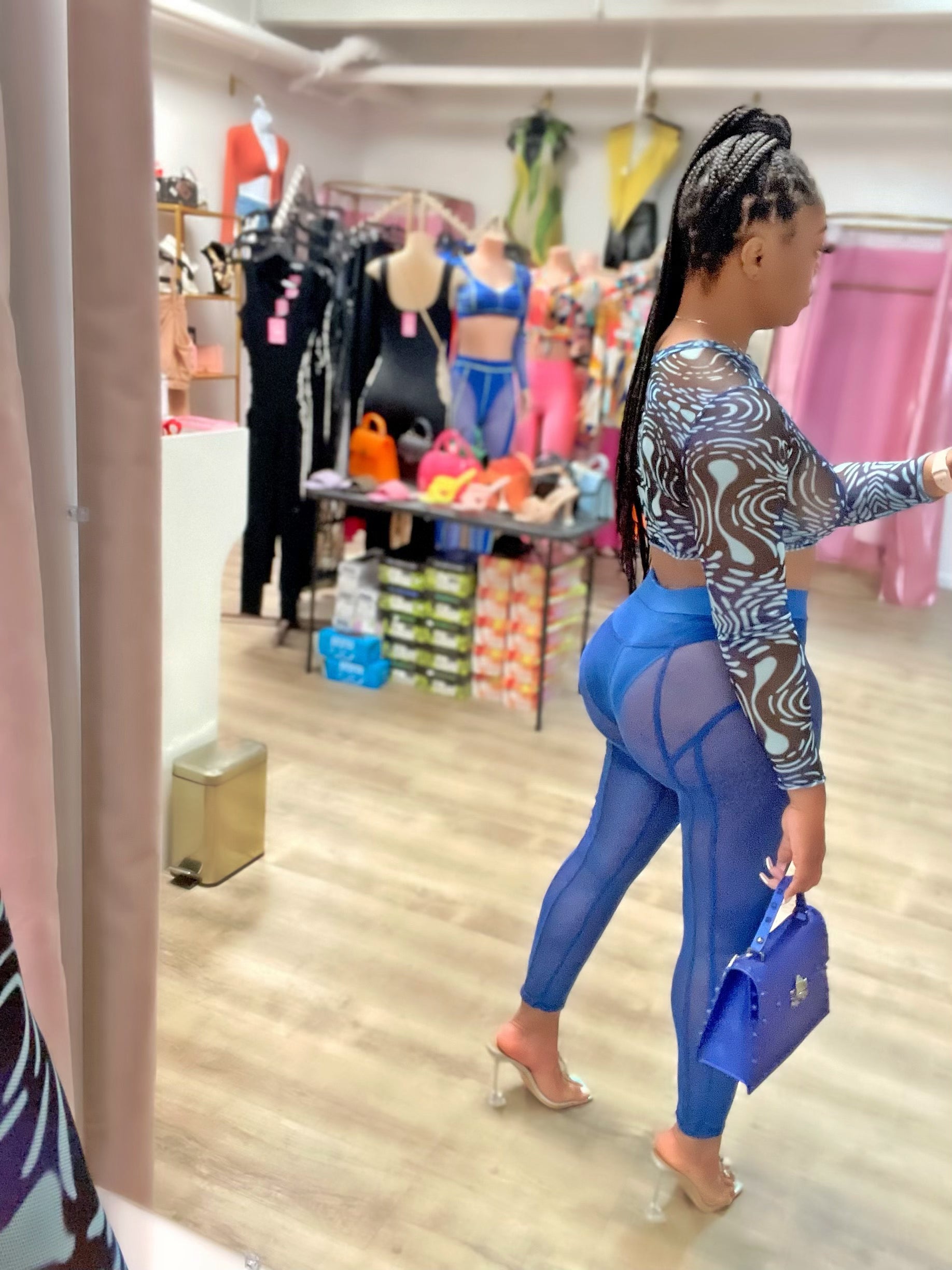 Kesha Mesh Legging Set- Blue