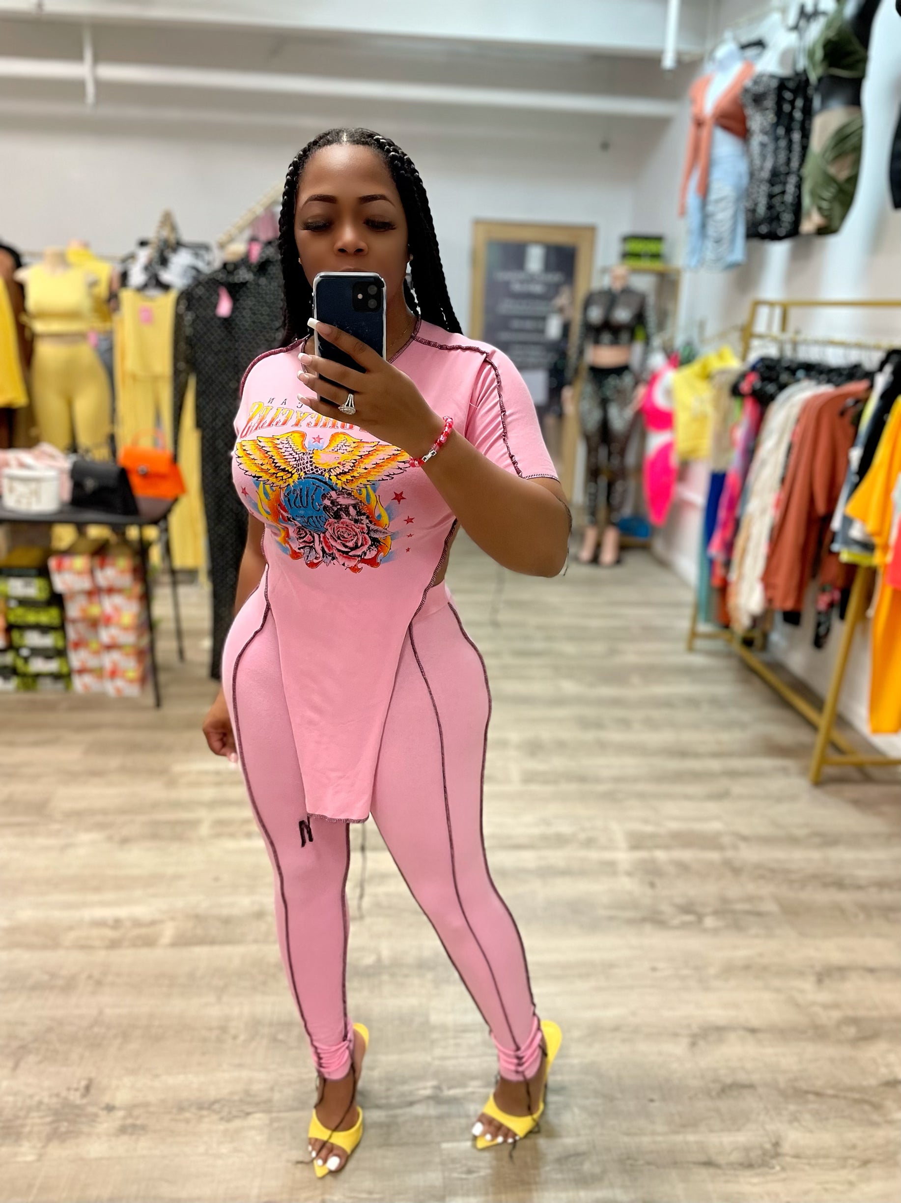 Daisha Graphic Legging Set- Pink