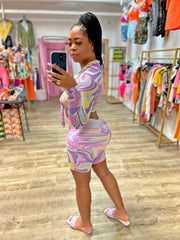 Cotton Candy Biker Shorts Set- Lavender