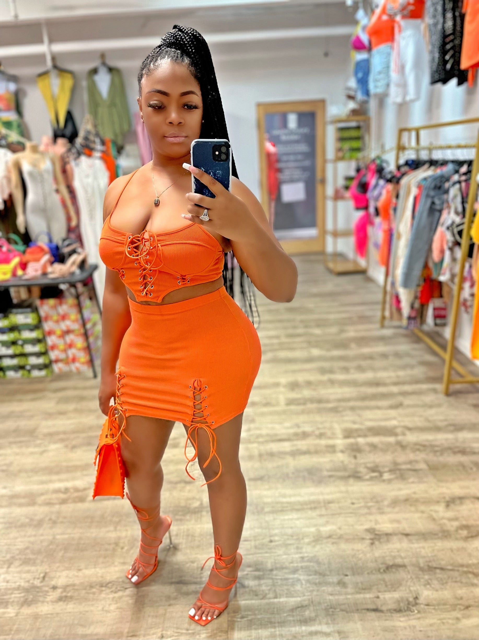 Don’t Hesitate Skirt Set- Orange