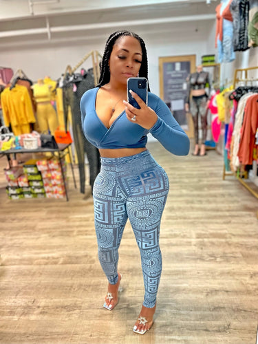 Sheer With Me Legging Set- Blue