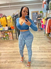 Sheer With Me Legging Set- Blue