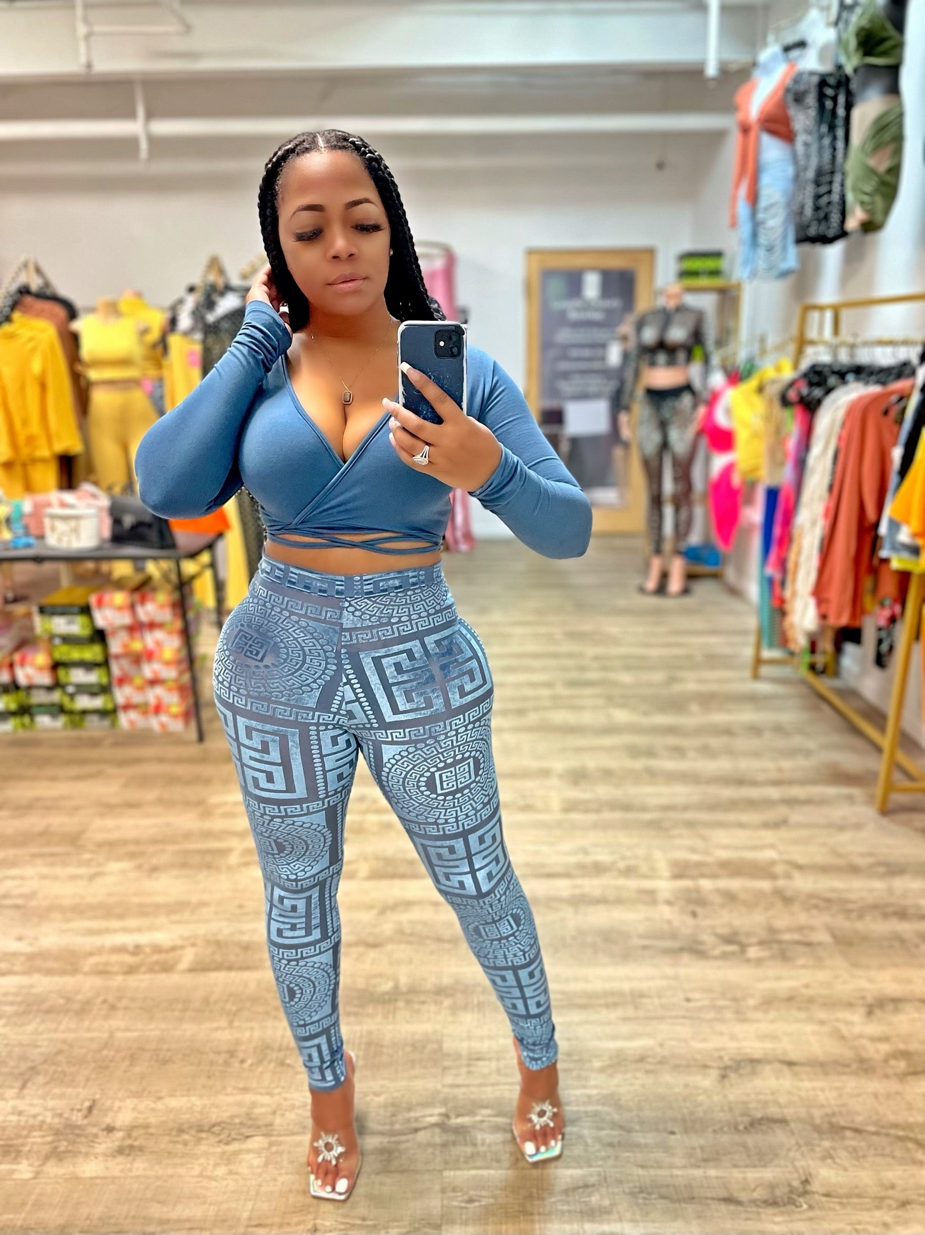 Sheer With Me Legging Set- Blue
