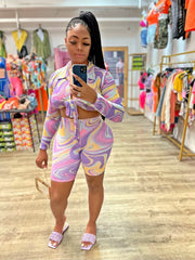 Cotton Candy Biker Shorts Set- Lavender