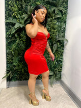 Sexy Red Ruched Dress- Red