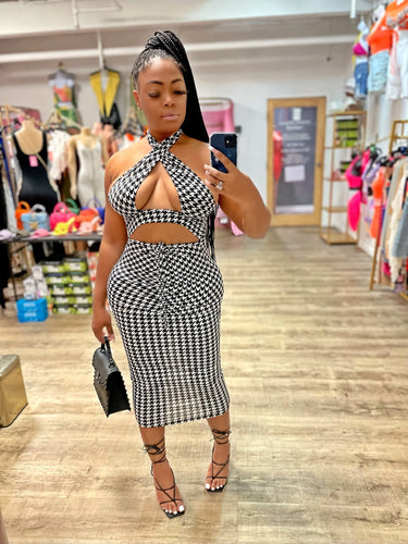 Lavish Nights Dress- Black/White