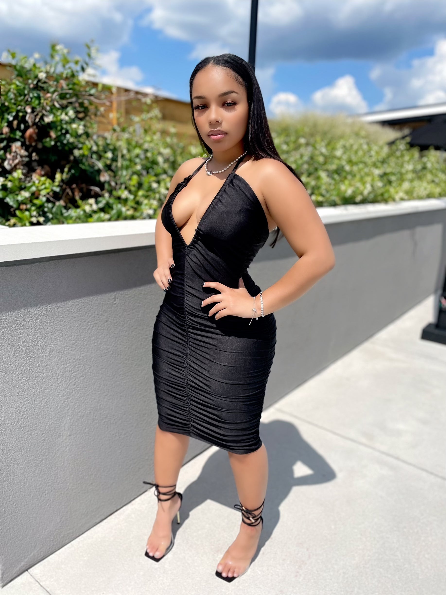 Posha Ruched Dress- Black