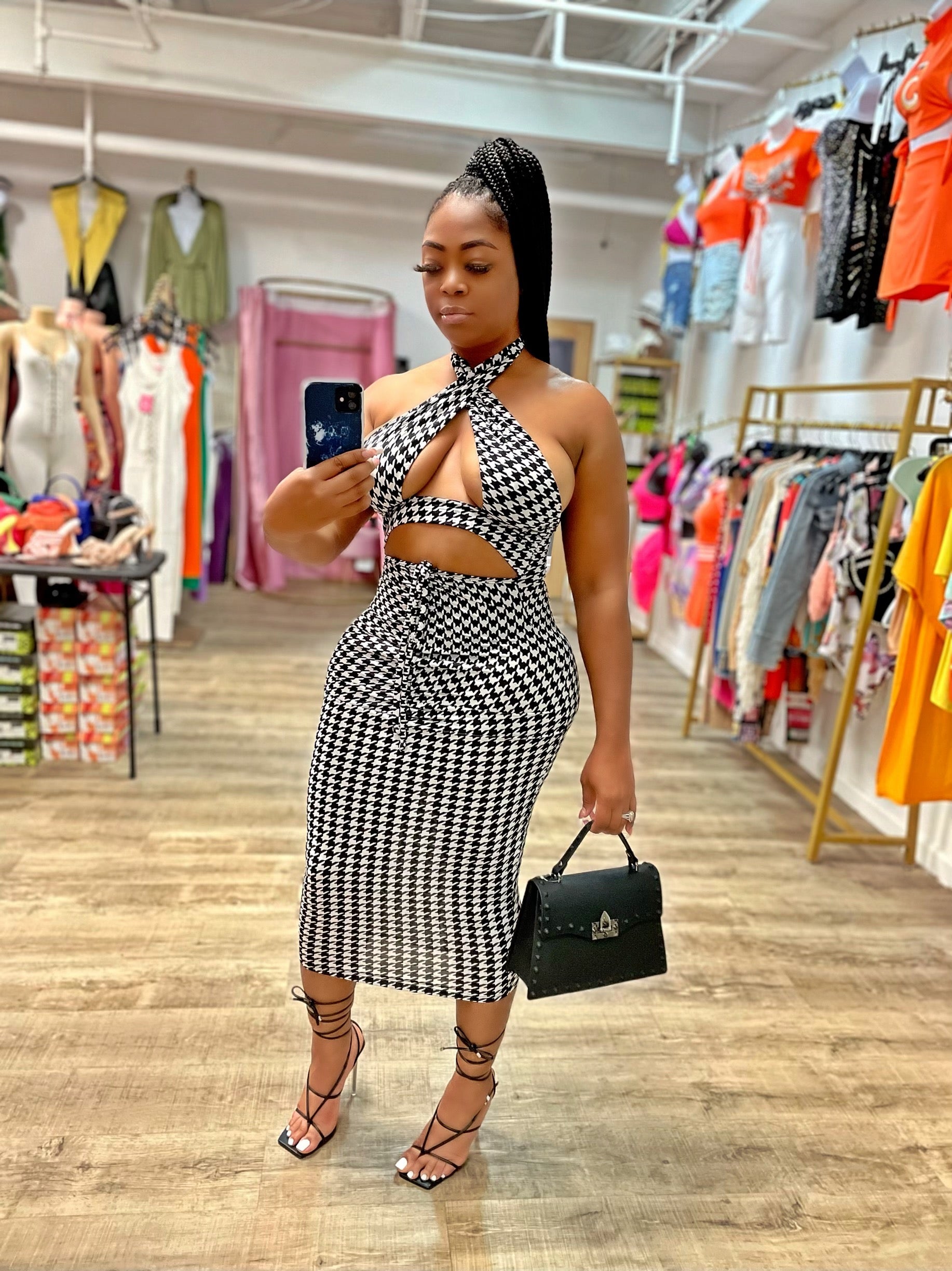 Lavish Nights Dress- Black/White