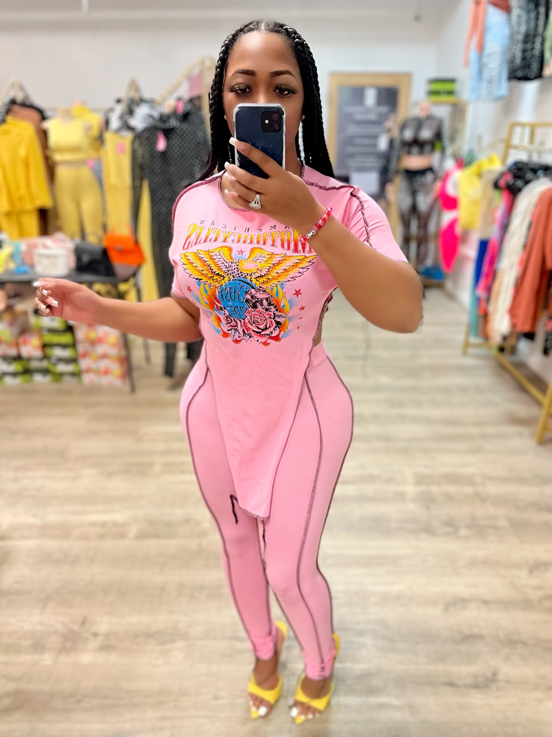 Daisha Graphic Legging Set- Pink